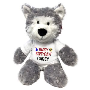Personalized Birthday Wolf / Husky Dog - 12 Inch Tubbie Wubbie Plush
