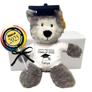 Personalized Graduation Wolf / Husky Dog Gift Set - 12 Inch Plush